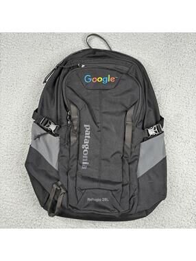 Patagonia Refugio 28L Black Hiking Commute Backpack Google Embroidered Logo RARE